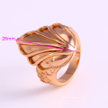 12225 Großhandel einfache Design Damen Schmuck Blatt geformt Gold überzogene Fingerring